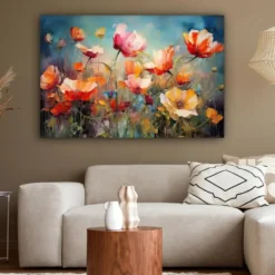 Canvas Schilderij 120x80 cm Bloemen - Watercolor - Kunst - Botanisch - Natuur