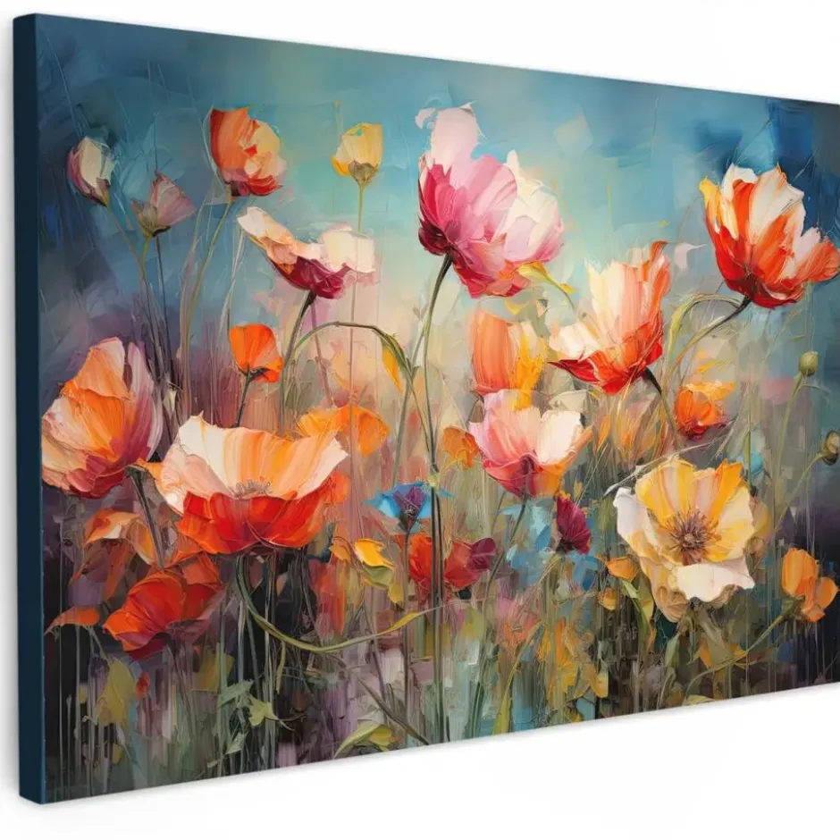 Canvas Schilderij 120x80 cm Bloemen - Watercolor - Kunst - Botanisch - Natuur