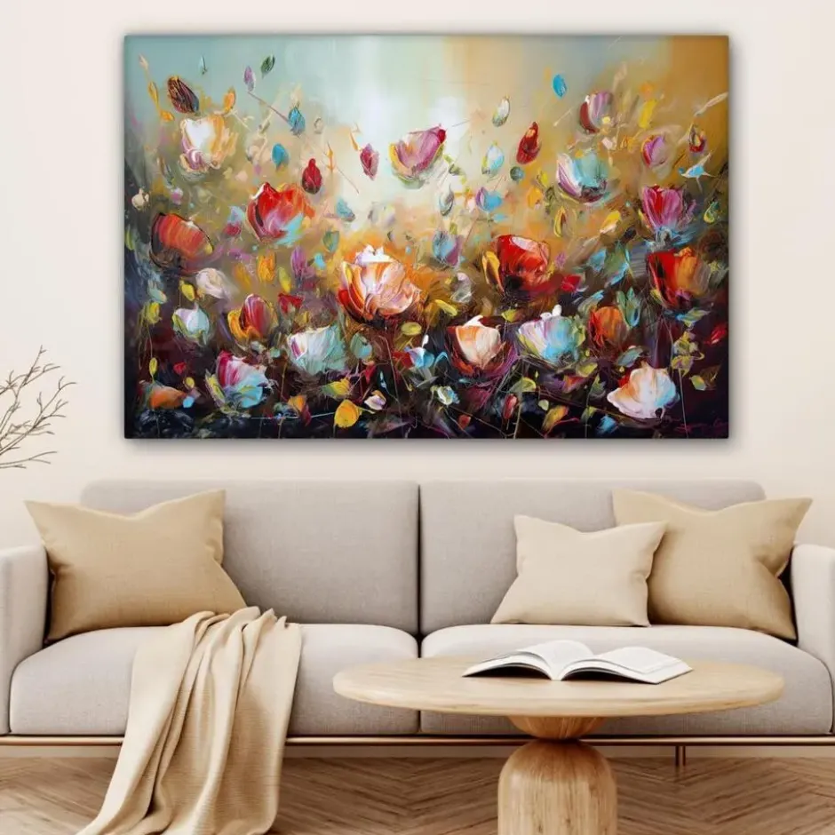 Canvas Schilderij 120x80 cm Bloemen - Kunst - Natuur - Olieverf