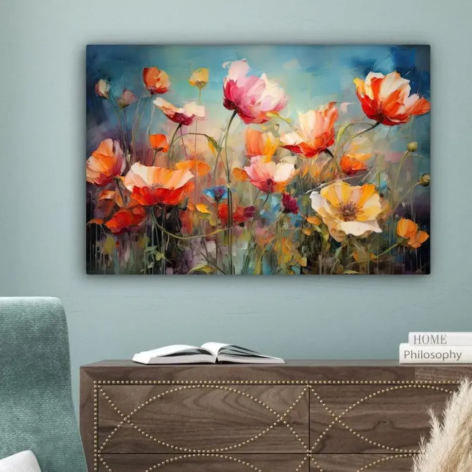 Canvas Schilderij 90x60 cm Bloemen - Watercolor - Kunst - Botanisch - Natuur