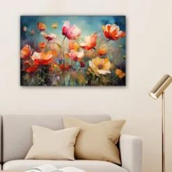 Canvas Schilderij 90x60 cm Bloemen - Watercolor - Kunst - Botanisch - Natuur