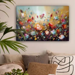 Canvas Schilderij 90x60 cm Bloemen - Kunst - Natuur - Olieverf