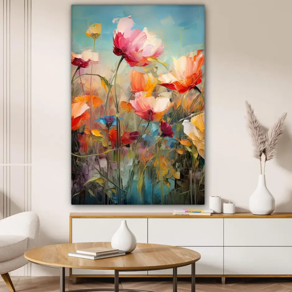 Canvas Schilderij 80x120 cm Bloemen - Watercolor - Kunst - Botanisch - Natuur