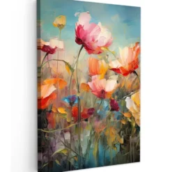 Canvas Schilderij 80x120 cm Bloemen - Watercolor - Kunst - Botanisch - Natuur