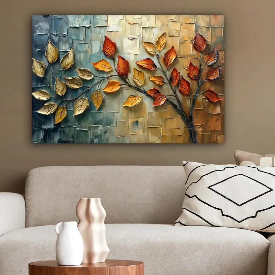 Canvas Schilderij 90x60 cm Boom - Abstract - Natuur - Kunst