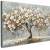 Canvas Schilderij 120x80 cm Boom - Bloemen - Wit - Natuur - Kunst