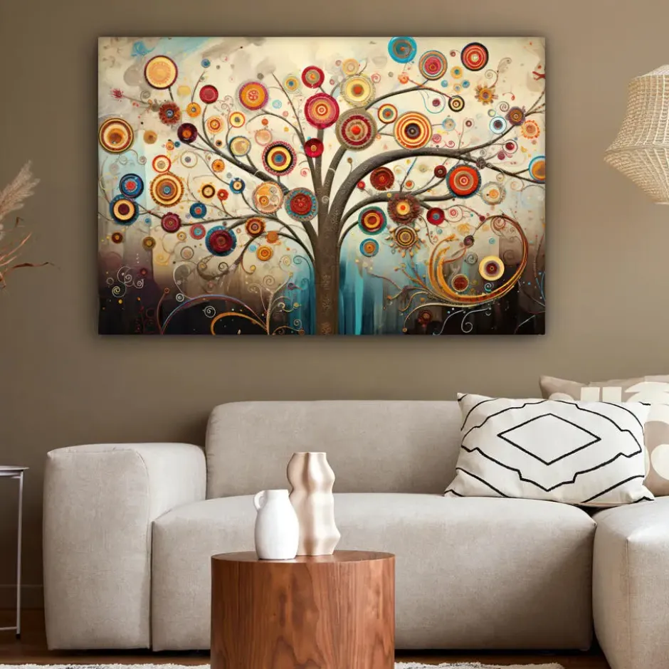 Canvas Schilderij 120x80 cm Boom - Tree of life - Kleur