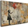 Canvas Schilderij 90x60 cm Graffiti - Banksy - Meisje - Street art