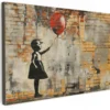Canvas Schilderij 120x80 cm Graffiti - Banksy - Meisje - Street art