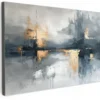 Canvas Schilderij 60x40 cm Kunst - Grijs - Goud - Abstract