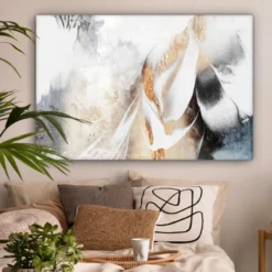 Canvas Schilderij 120x80 cm Luxe - Abstract - Goud - Wit