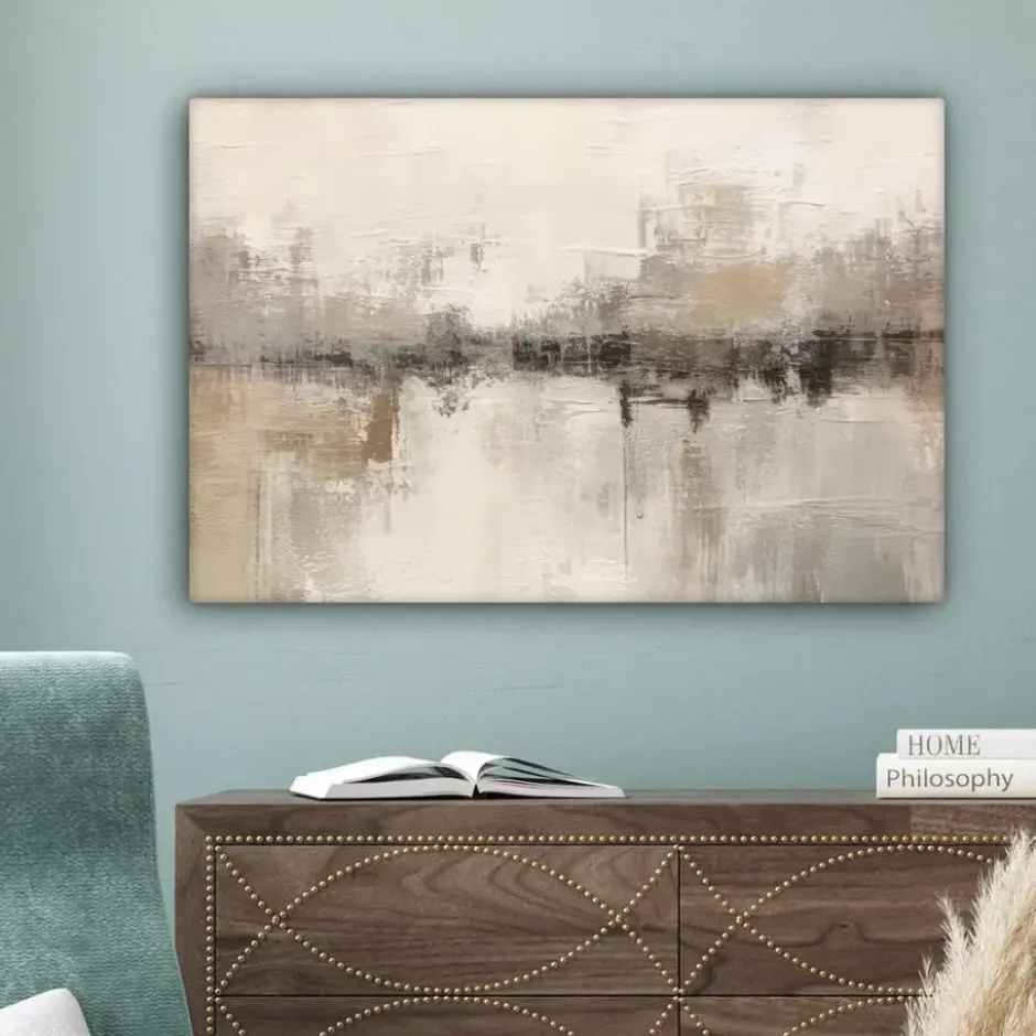 Canvas Schilderij 60x40 cm Moderne kunst - Abstract - Beige