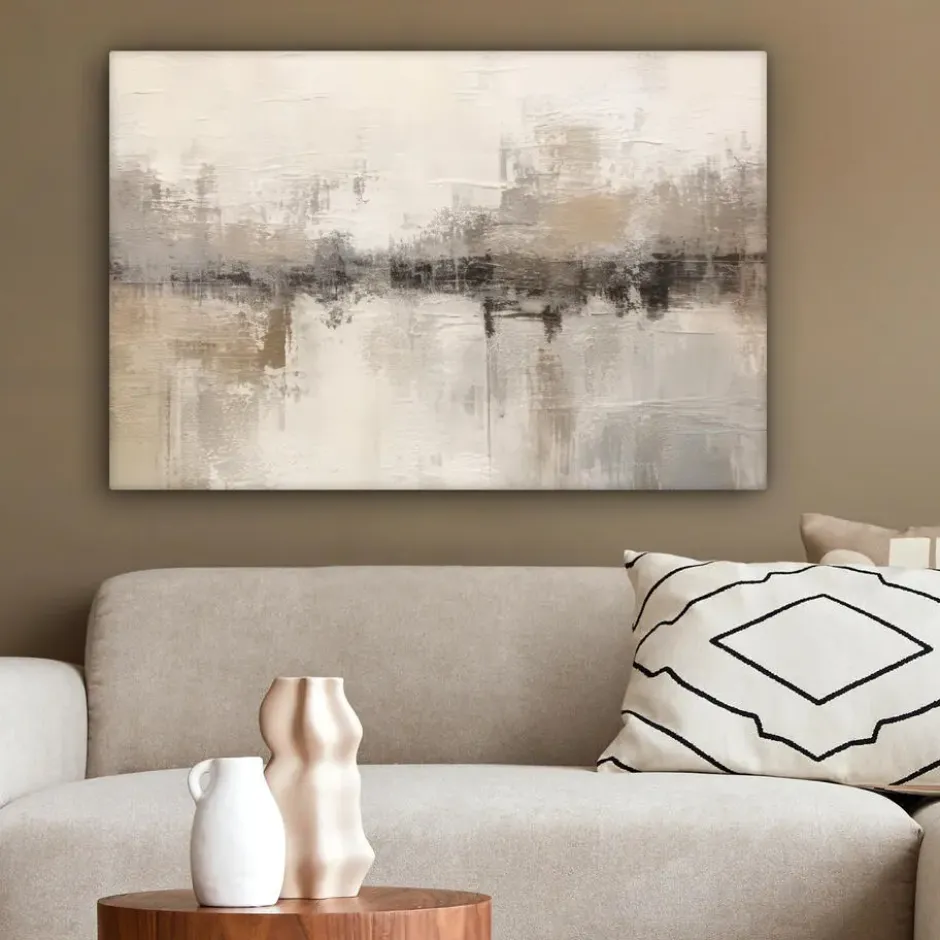 Canvas Schilderij 60x40 cm Moderne kunst - Abstract - Beige