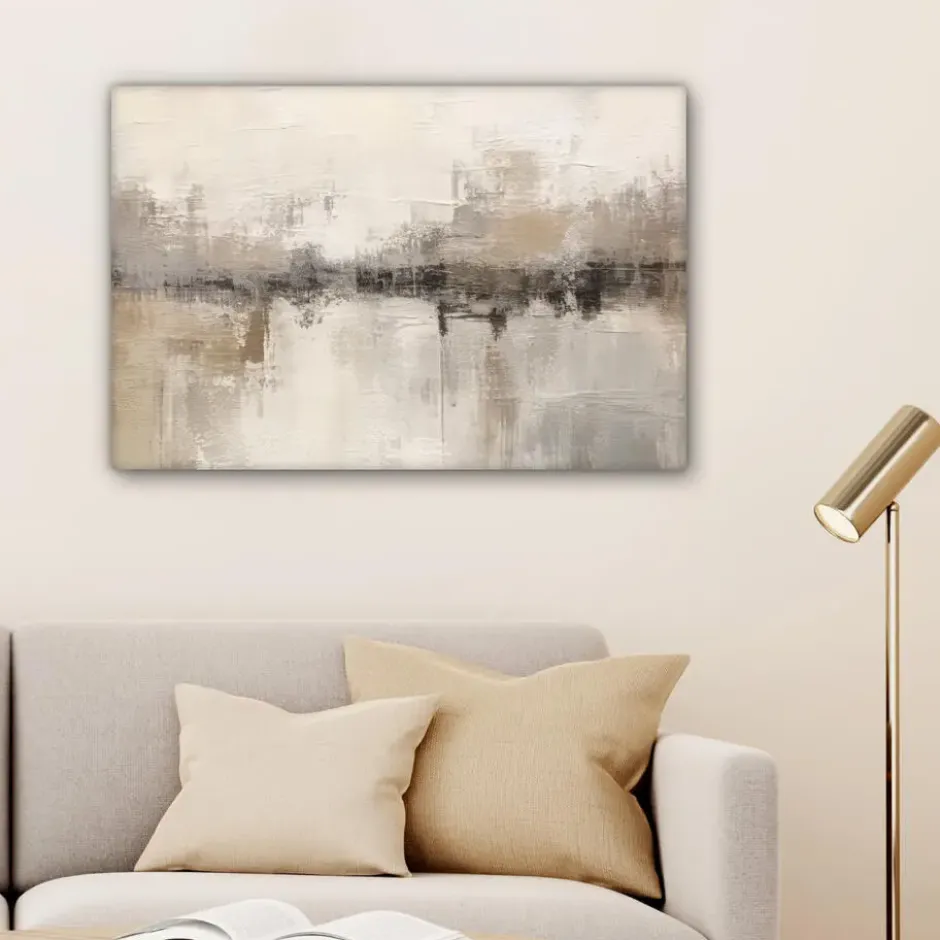 Canvas Schilderij 60x40 cm Moderne kunst - Abstract - Beige