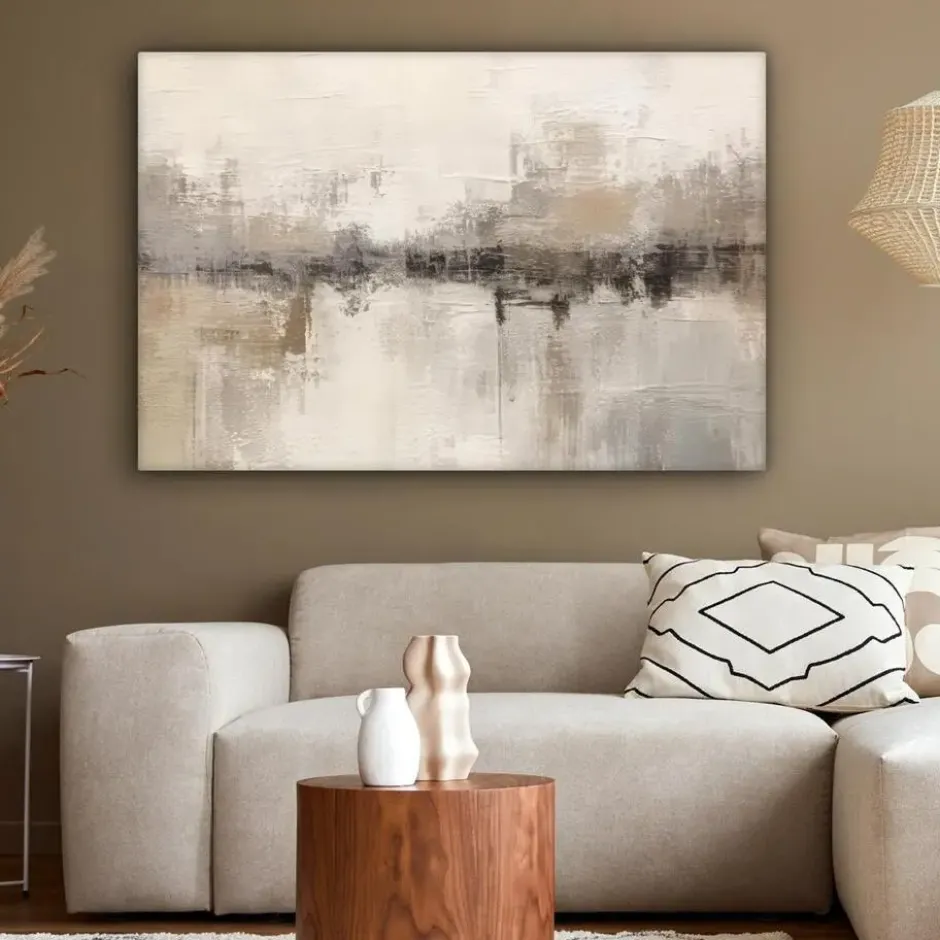 Canvas Schilderij 120x80 cm Moderne kunst - Abstract - Beige