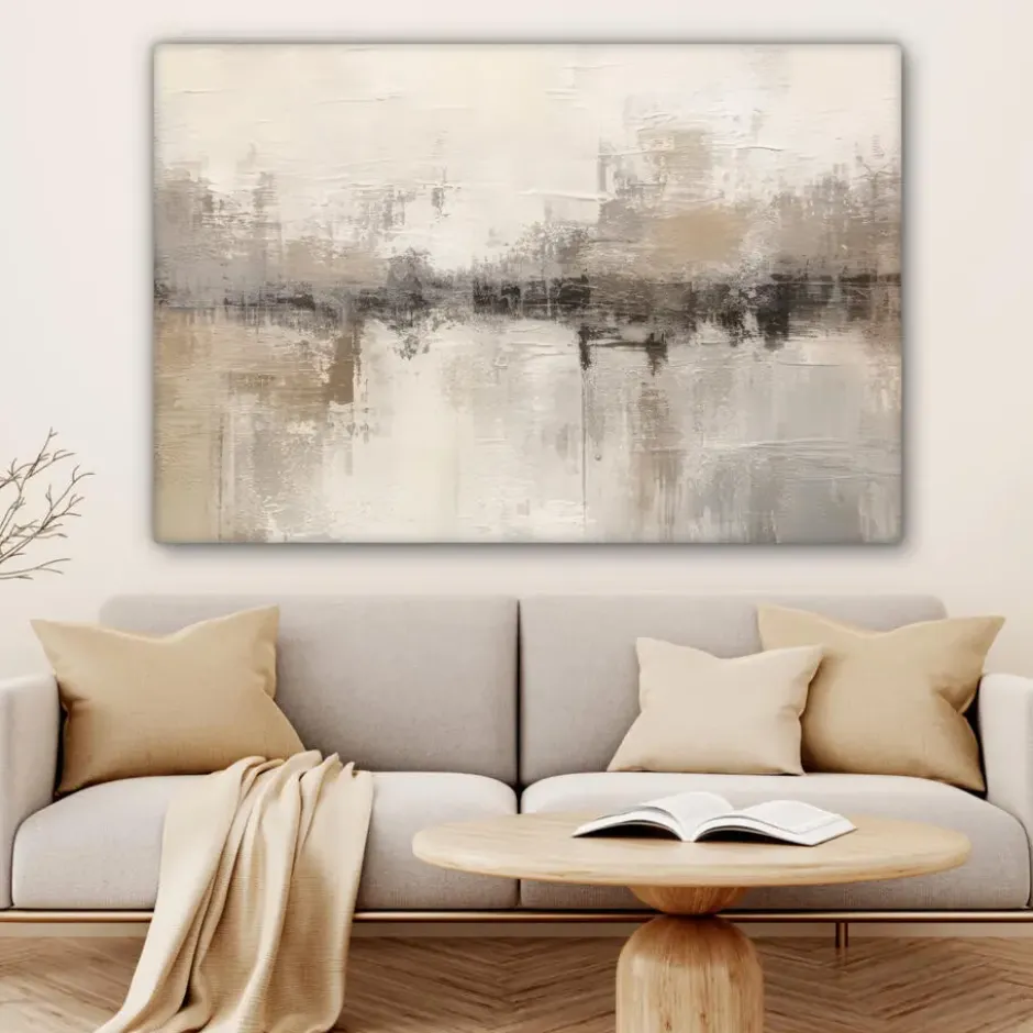 Canvas Schilderij 120x80 cm Moderne kunst - Abstract - Beige