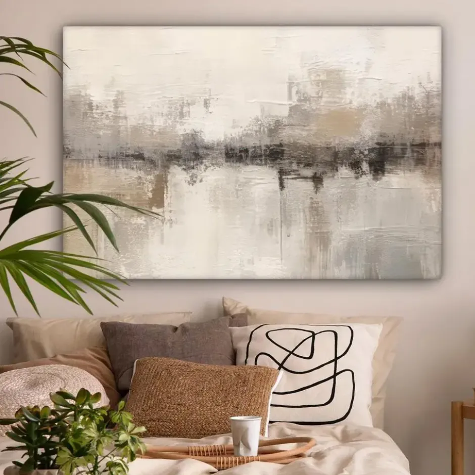 Canvas Schilderij 120x80 cm Moderne kunst - Abstract - Beige