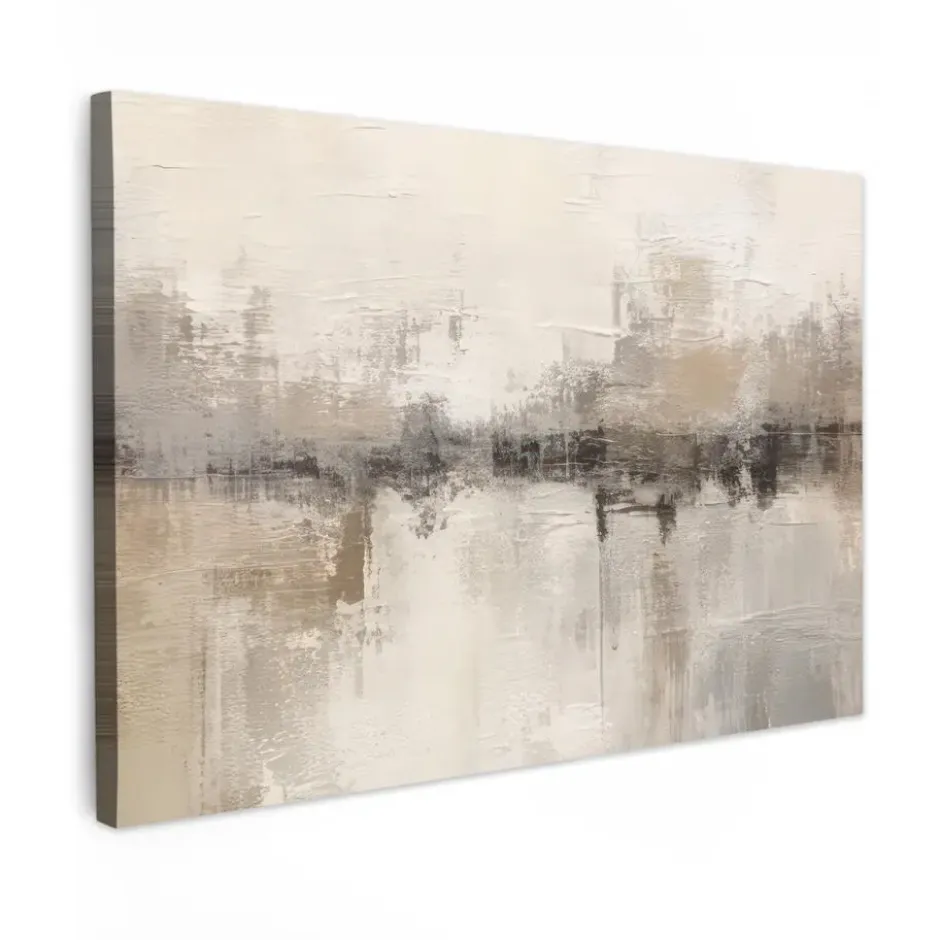 Canvas Schilderij 90x60 cm Moderne kunst - Abstract - Beige