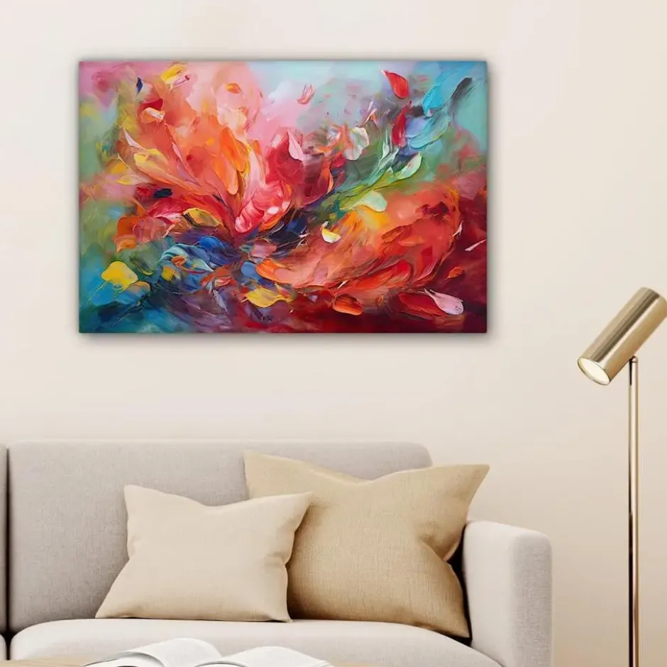 Canvas Schilderij 60x40 cm Olieverf - Kunst - Abstract - Kleurrijk