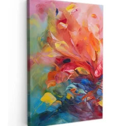 Canvas Schilderij 80x120 cm Olieverf - Kunst - Abstract - Kleurrijk