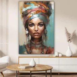 Canvas Schilderij 80x120 cm Vrouw - Kunst - Sieraden - Portret