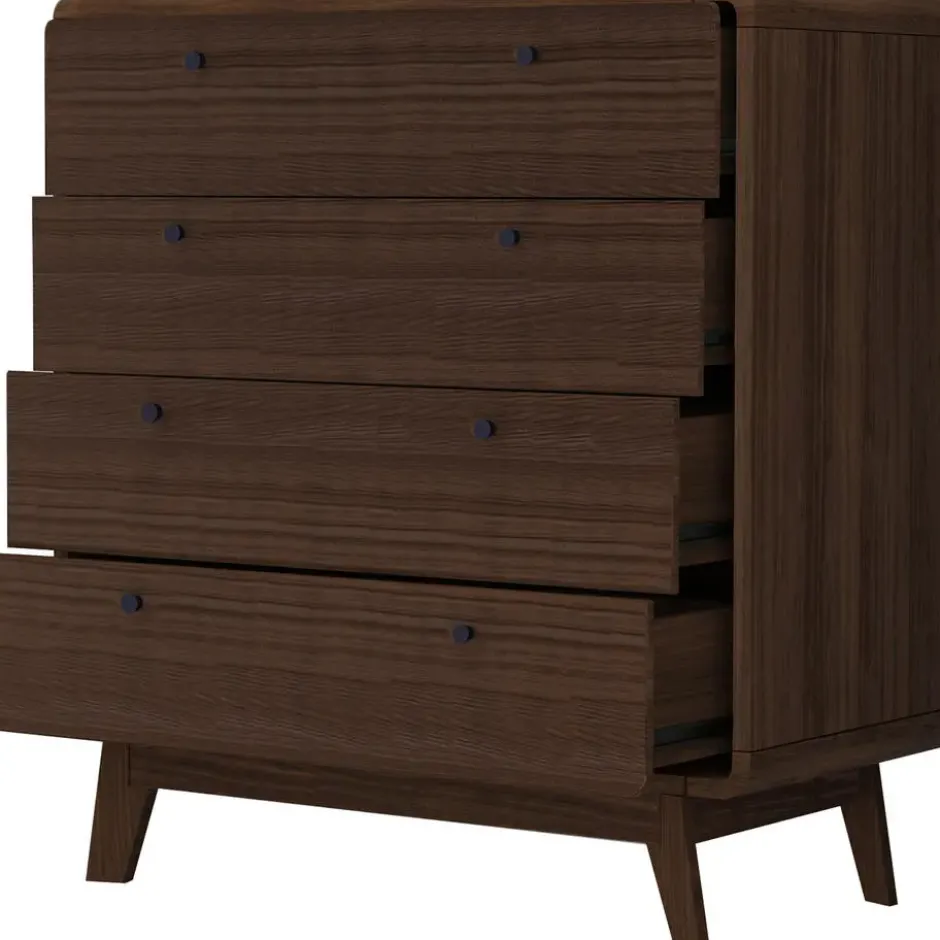 Cassie - Commode met 4 laden in walnoot spaanplaat