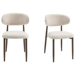 Celia Eetkamerstoelen Set van 2 - Beige Walnoot