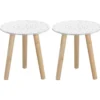Cepewa Bijzettafel - rond - hout - wit en naturel - 30 cm