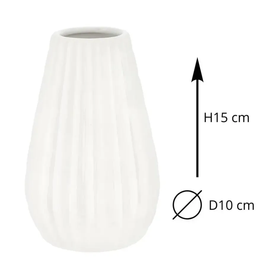 Cepewa Bloemenvaas Elisa - wit - H15 x D10 cm - keramiek - kegel