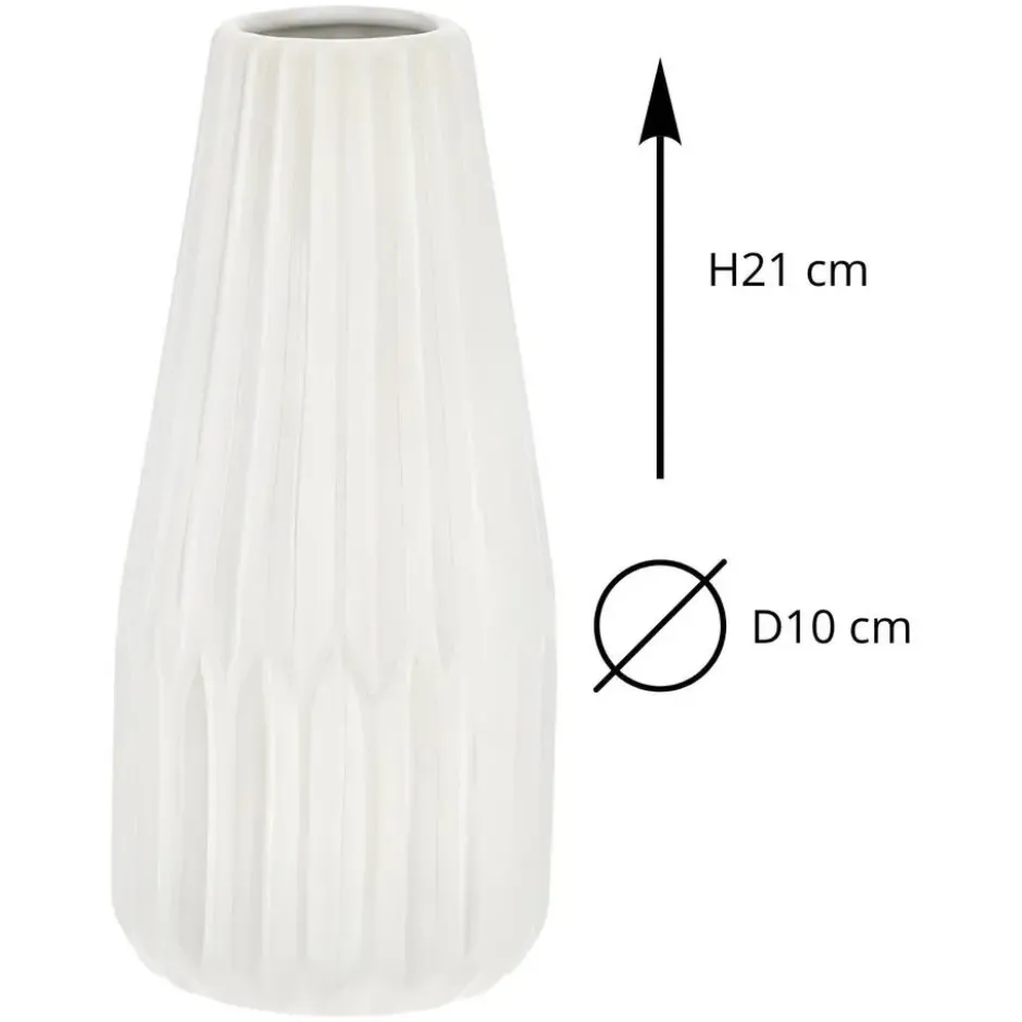 Cepewa Bloemenvaas Sofie - wit - H21 x D10 cm - keramiek - kegel