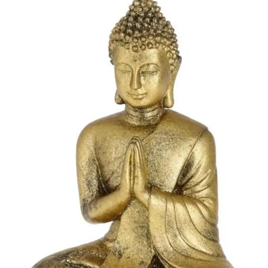 Cepewa Boeddha beeld - goud - binnen - polystone - 16 x 20 cm
