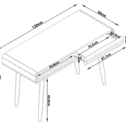Chantal - Bureau met 2 lades in zwart en naturel spaanplaat