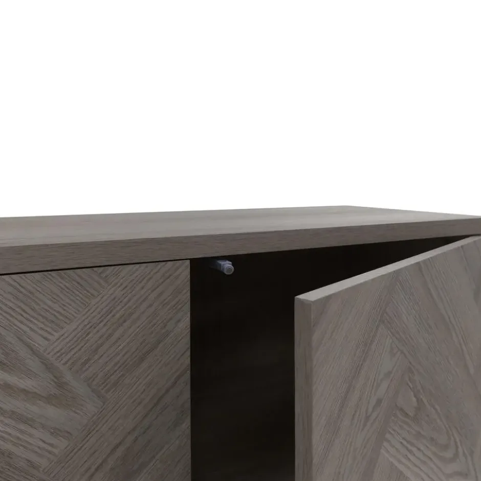 Charlene‑Buffetkast met 2 deuren, fishbone‑patroon, whiteoak look