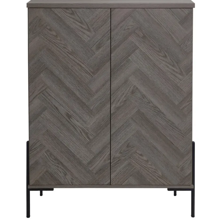Charlene‑Buffetkast met 2 deuren, fishbone‑patroon, whiteoak look