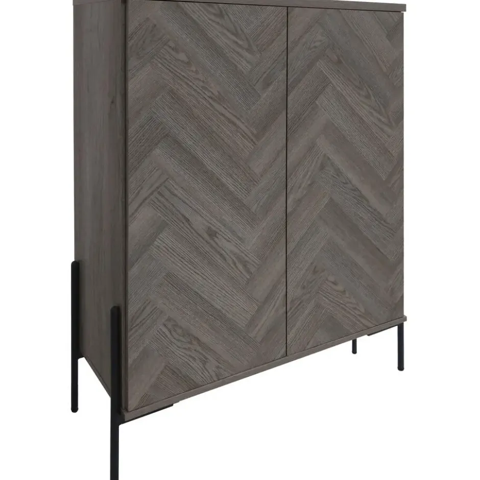 Charlene‑Buffetkast met 2 deuren, fishbone‑patroon, whiteoak look