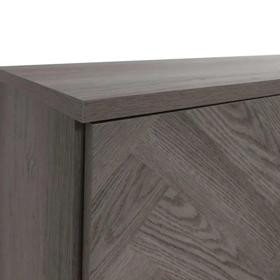 Charlene‑Buffetkast met 2 deuren, fishbone‑patroon, whiteoak look