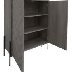 Charlene‑Buffetkast met 2 deuren, fishbone‑patroon, whiteoak look