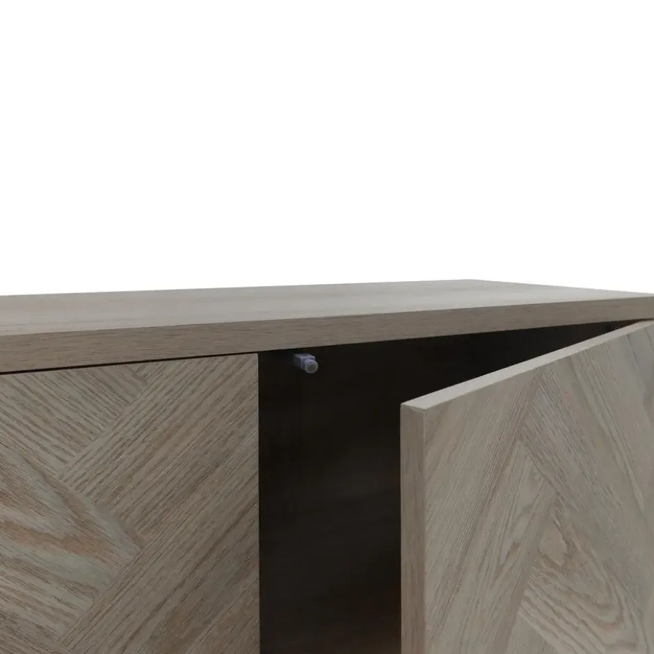 Charlene-Buffetkast met 2 deuren in fishbone-patroon eikenhout look