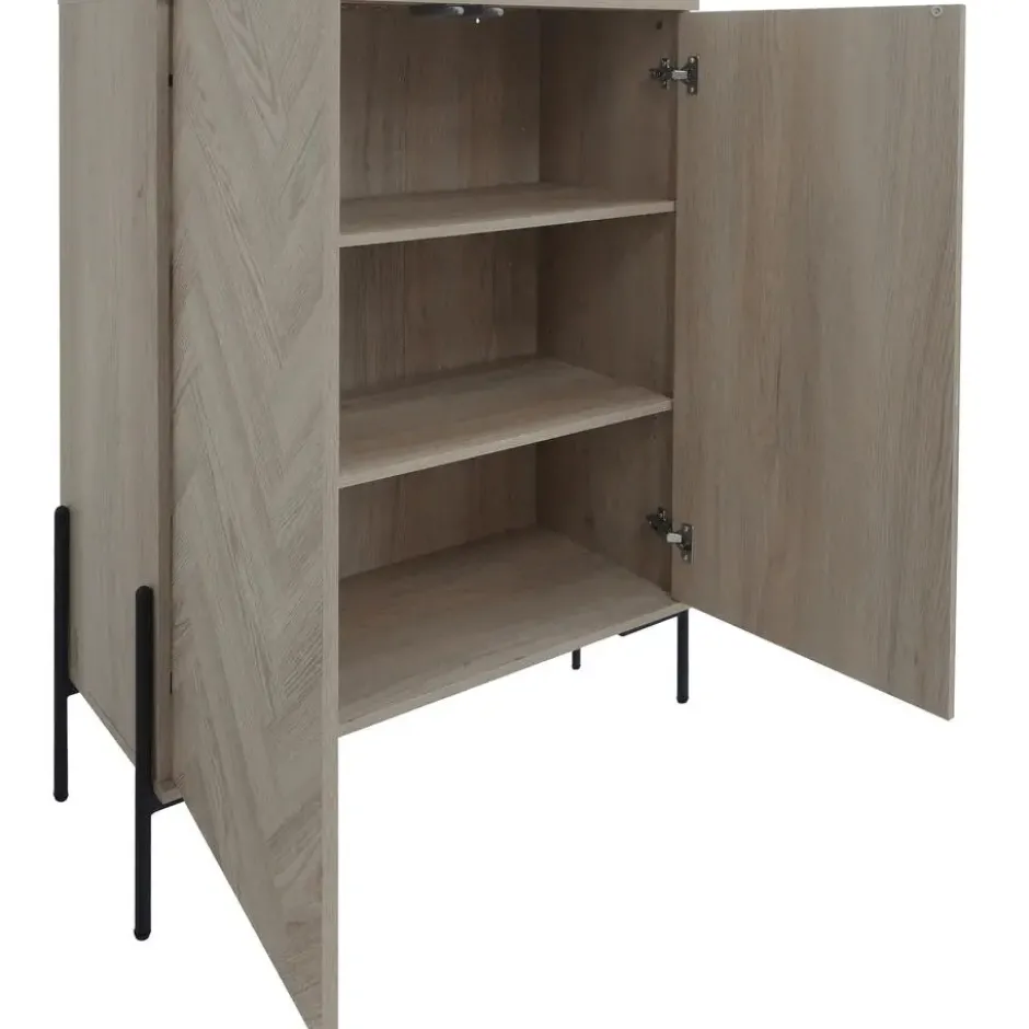 Charlene-Buffetkast met 2 deuren in fishbone-patroon eikenhout look
