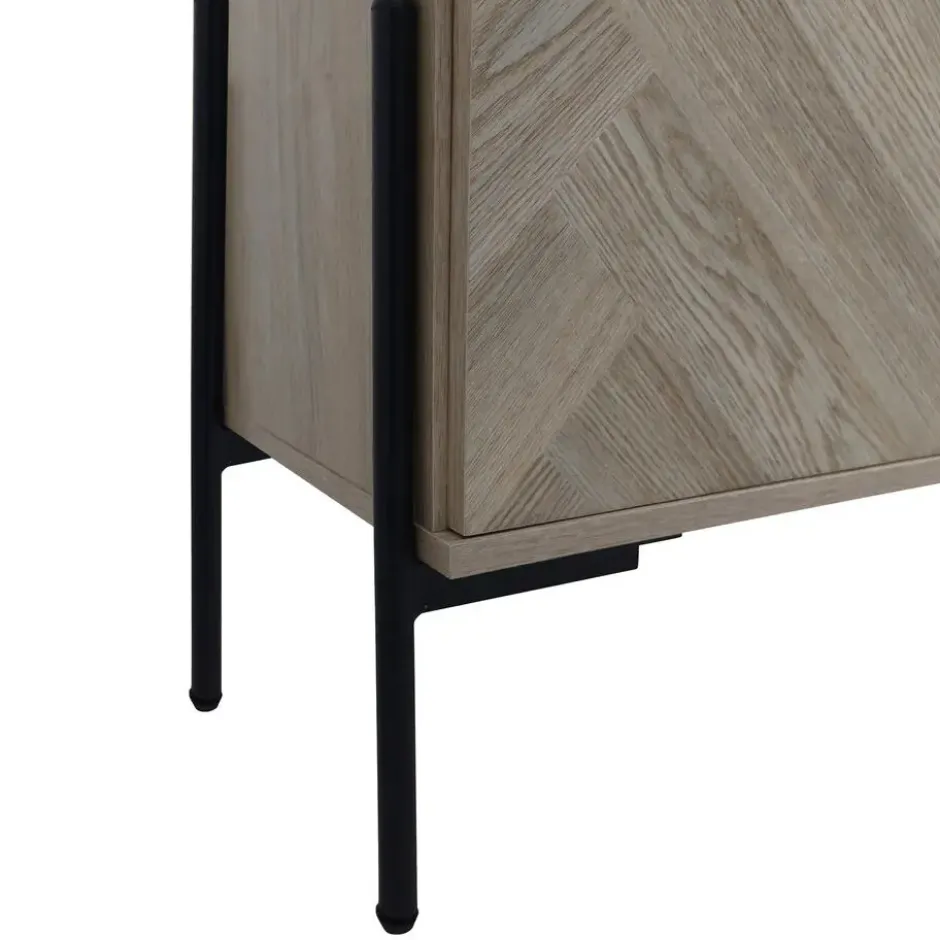 Charlene-Buffetkast met 2 deuren in fishbone-patroon eikenhout look
