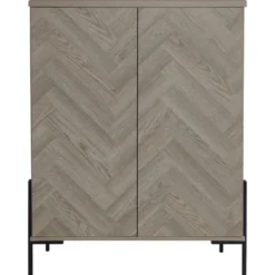 Charlene-Buffetkast met 2 deuren in fishbone-patroon eikenhout look