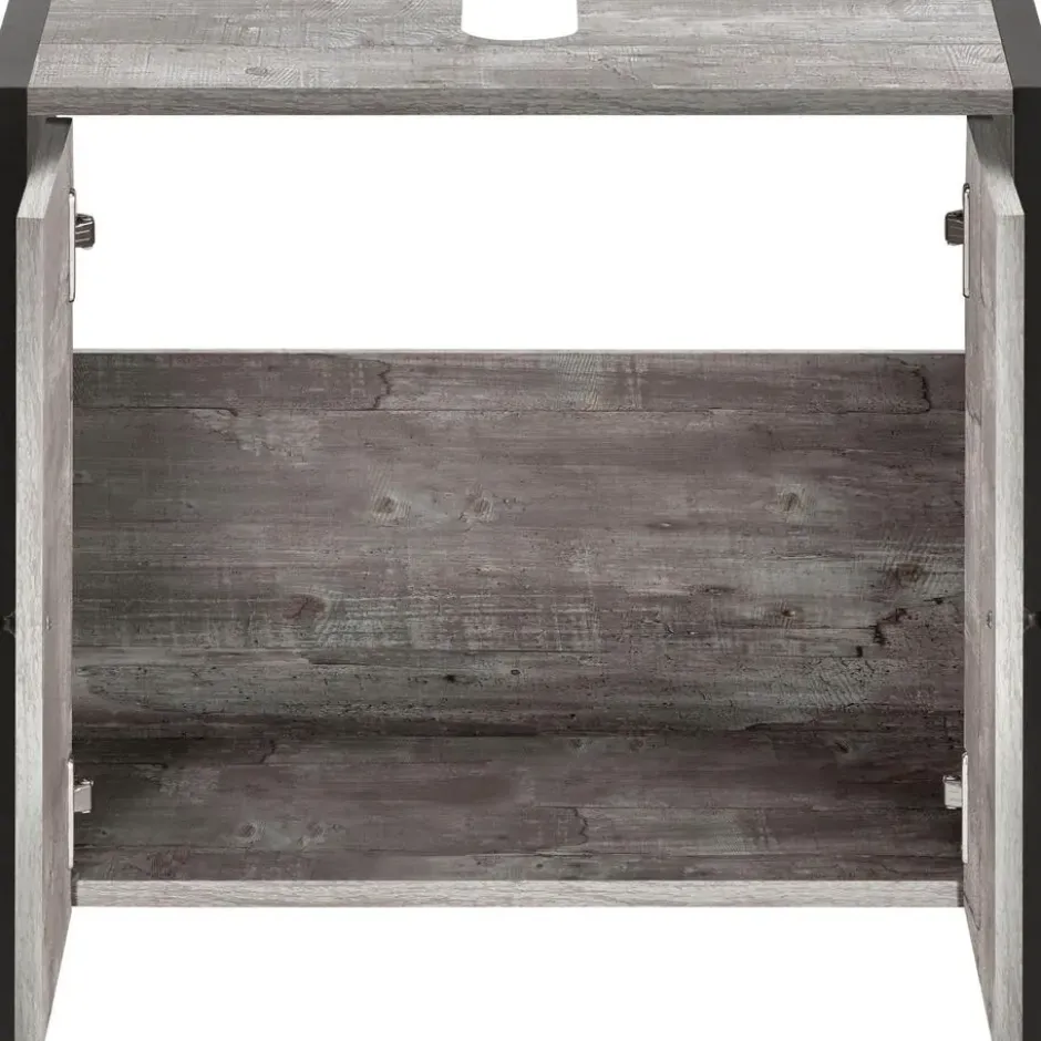 Chris - Onderkast met 2 deuren van beton/zwarte spaanplaat 60 cm