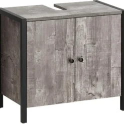 Chris - Onderkast met 2 deuren van beton/zwarte spaanplaat 60 cm