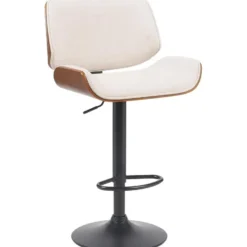 CLP Barkruk Beverley zwart Frame - Stof - walnoot/creme