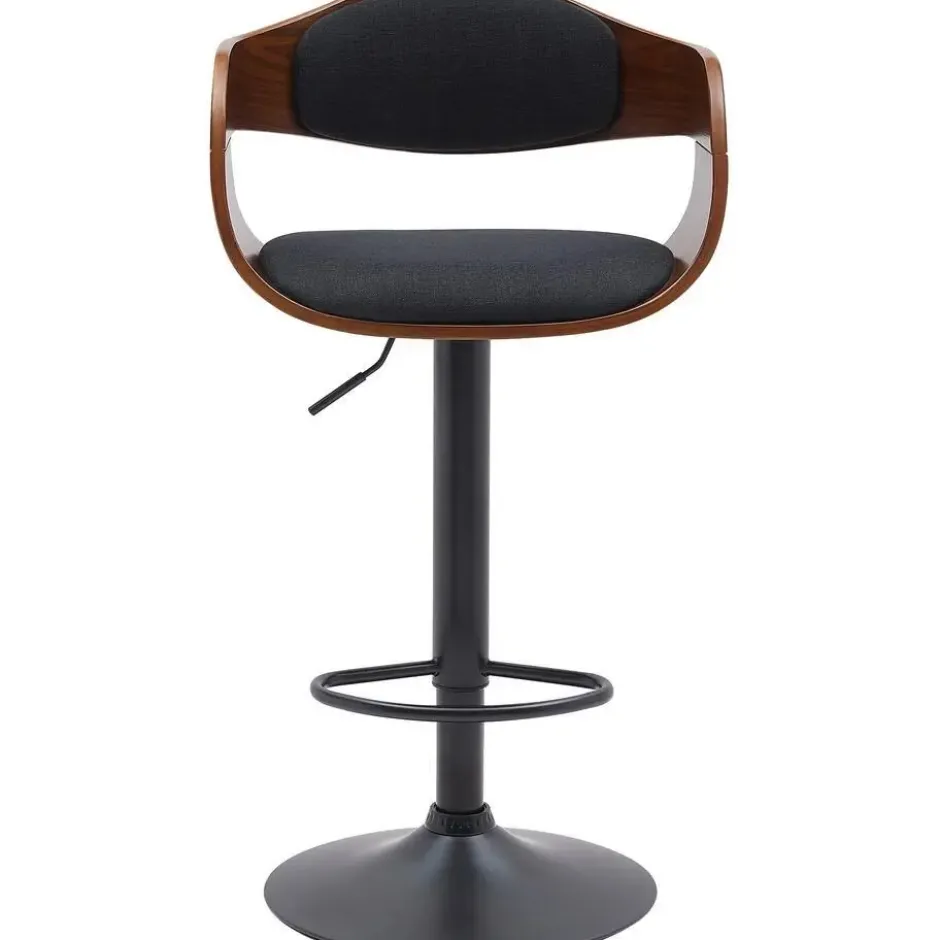 CLP Barkruk Kingston mat zwart Frame - Stof - walnoot/zwart