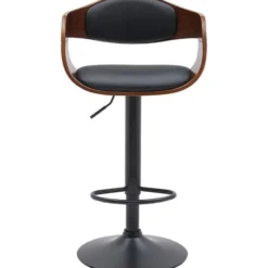 CLP Barkruk Kingston mat zwart Frame - Kunstleer - walnoot/zwart