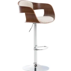 CLP Barkruk Kingston walnoot Frame - Stof - walnoot/creme