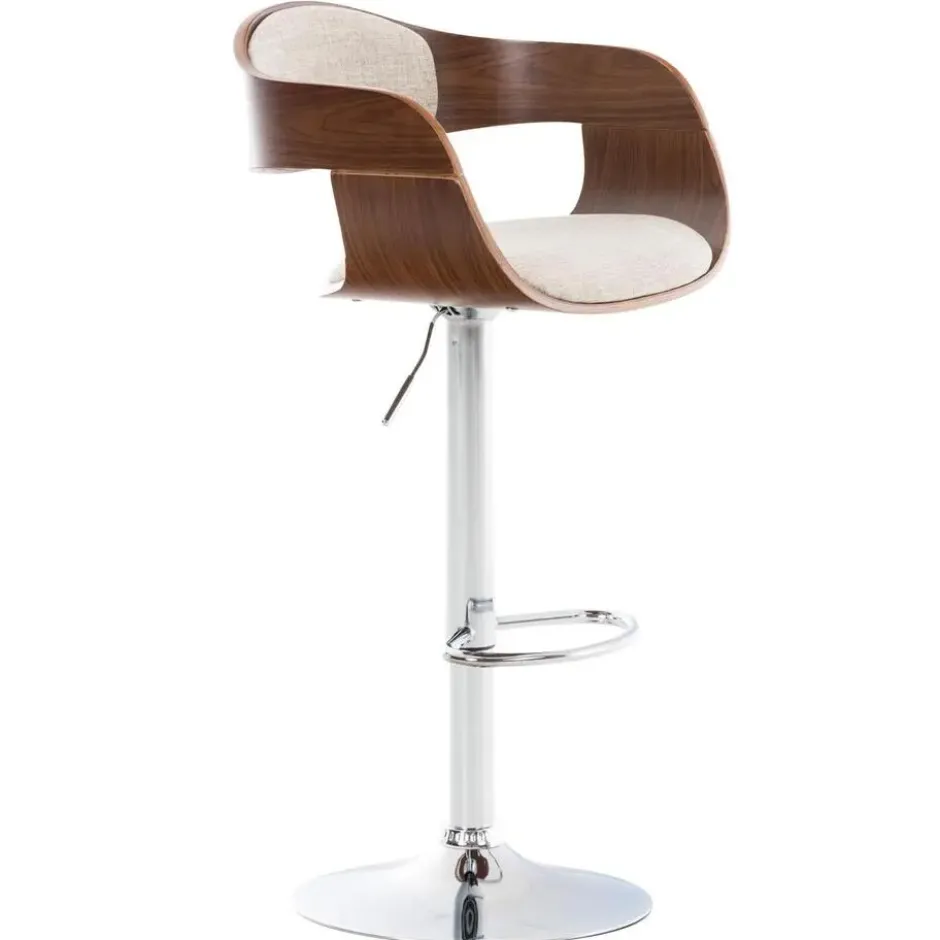 CLP Barkruk Kingston walnoot Frame - Stof - walnoot/creme