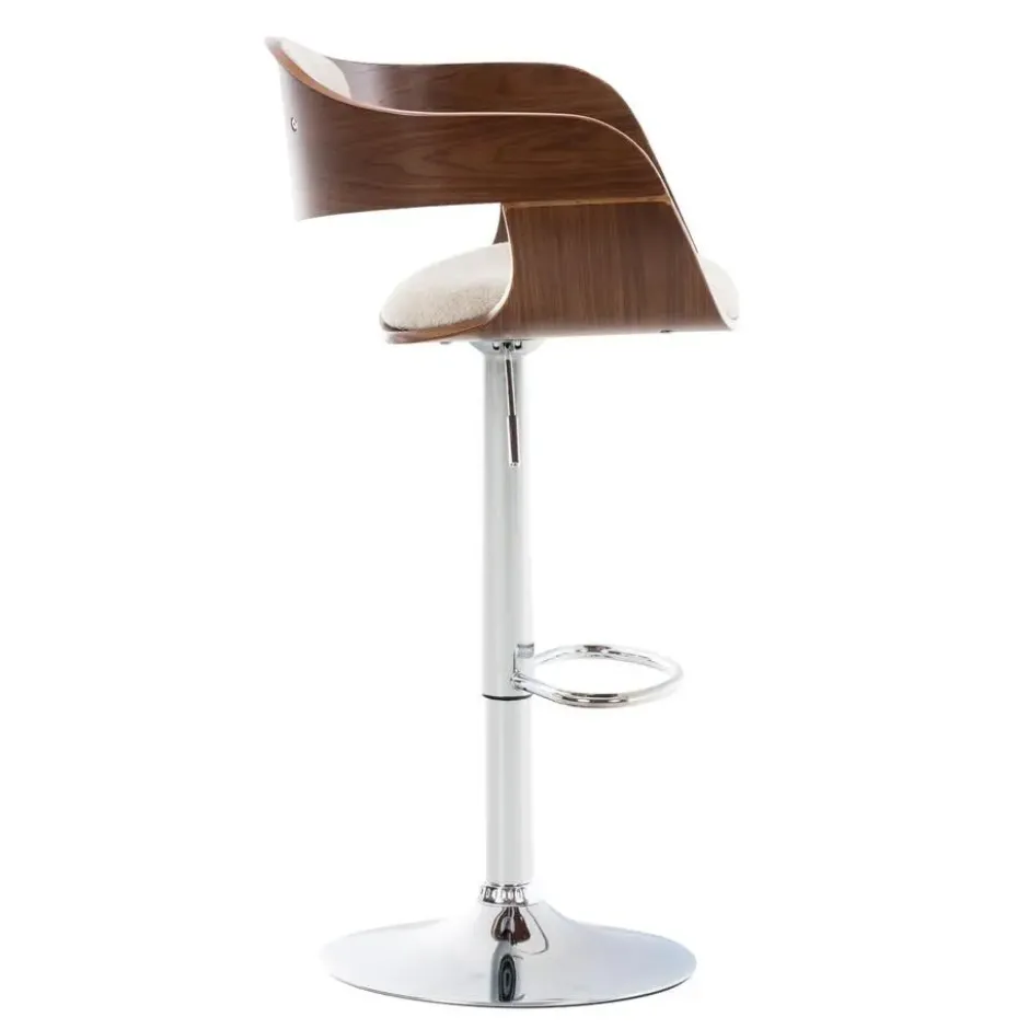 CLP Barkruk Kingston walnoot Frame - Stof - walnoot/creme