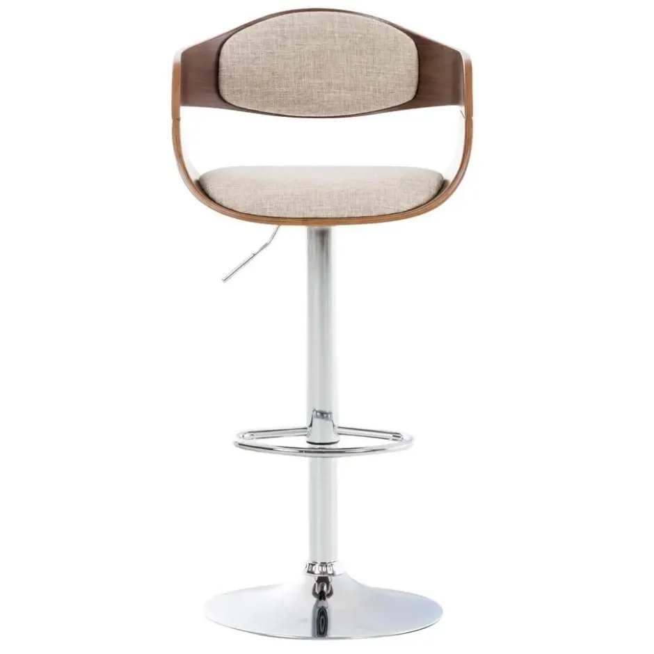 CLP Barkruk Kingston walnoot Frame - Stof - walnoot/creme